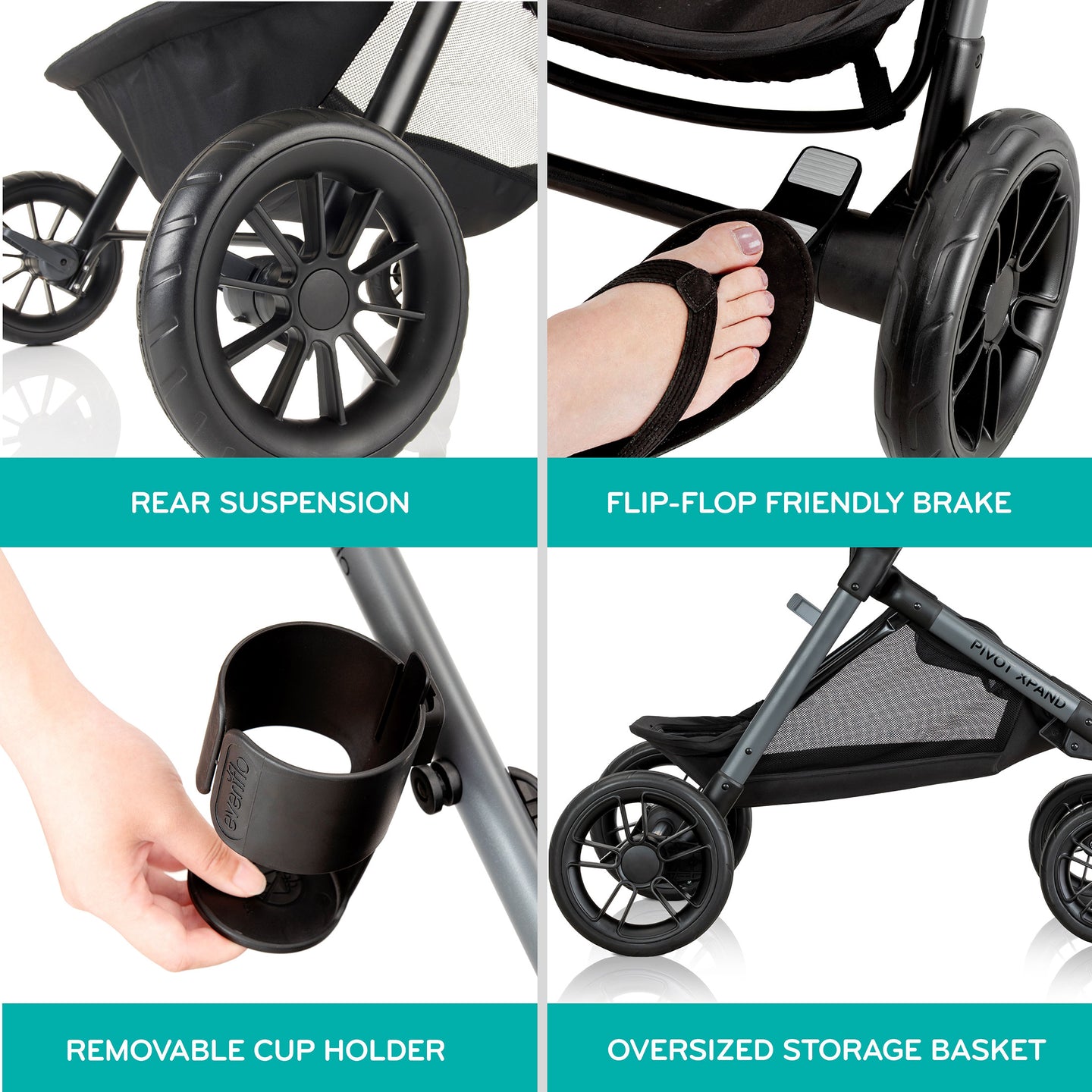 Evenflo - Pivot Xpand Modular Travel System with LiteMax Infant Car Seat - Ayrshire Black
